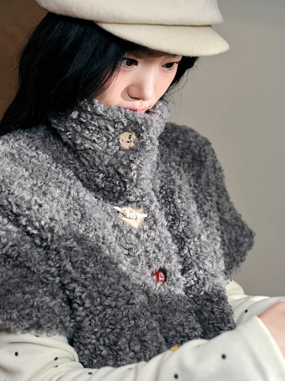 Faux Shearling Short-Sleeve Jacket