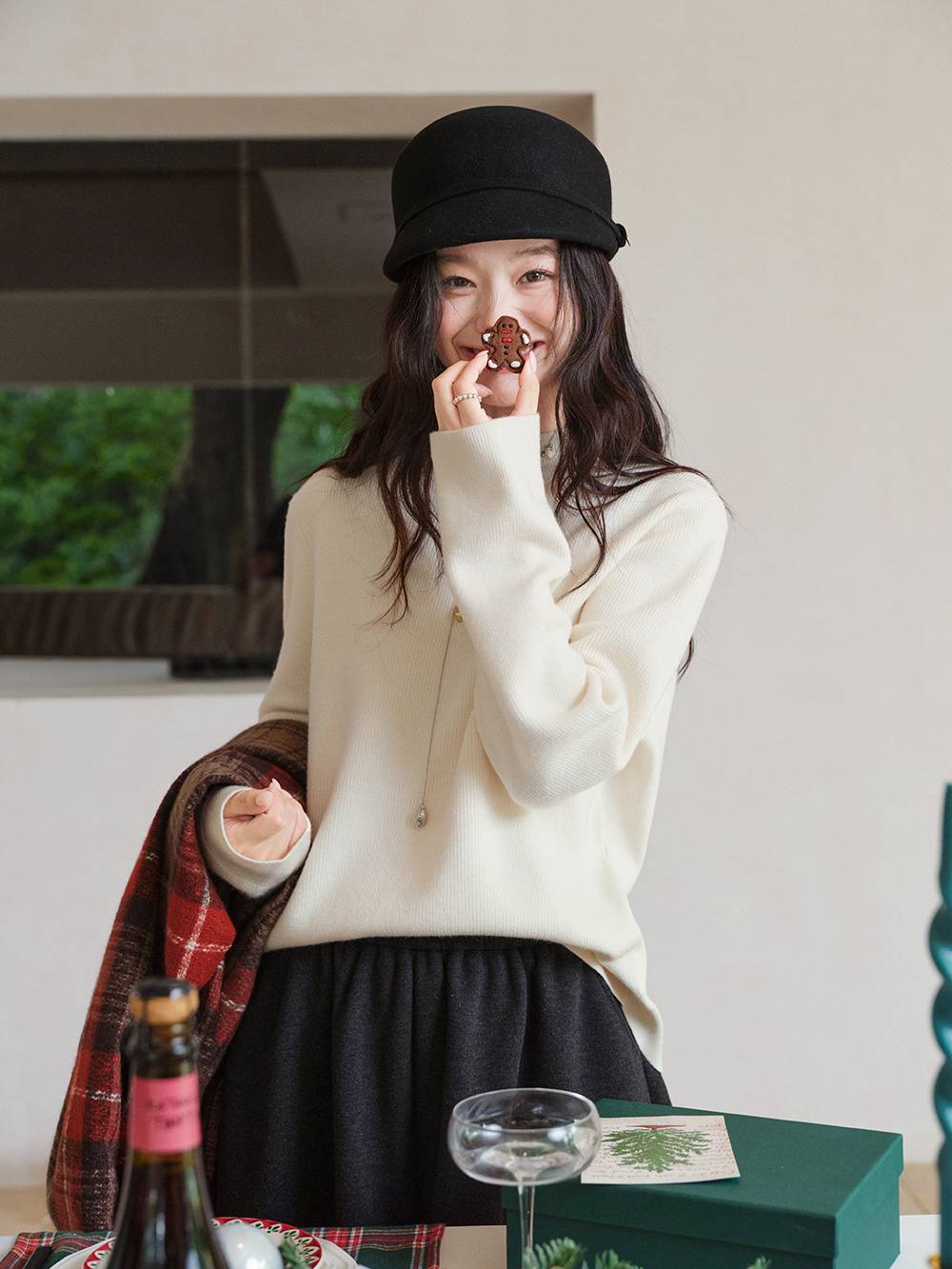 Longline Cardigan and Mock Neck Sweater