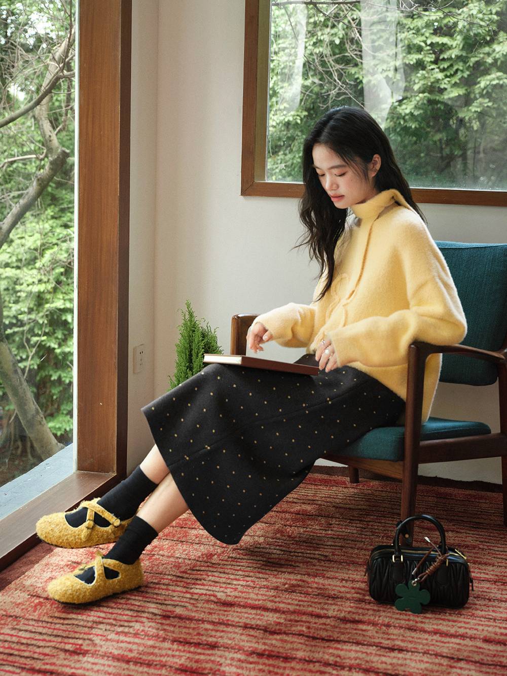 Neck Tie 3D Embroidered Sweater