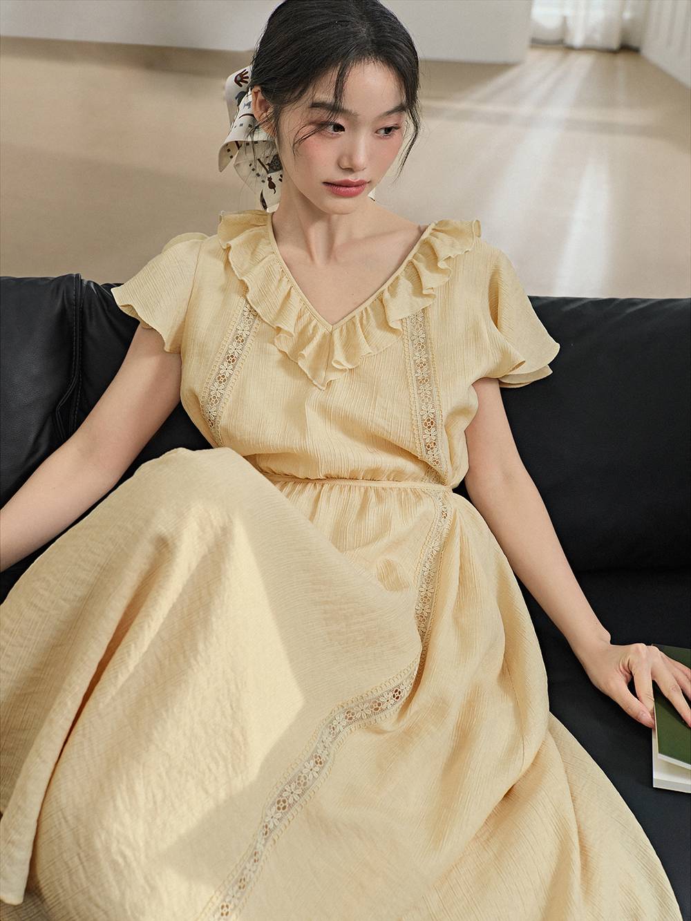 Ruffled V-Neck Dress