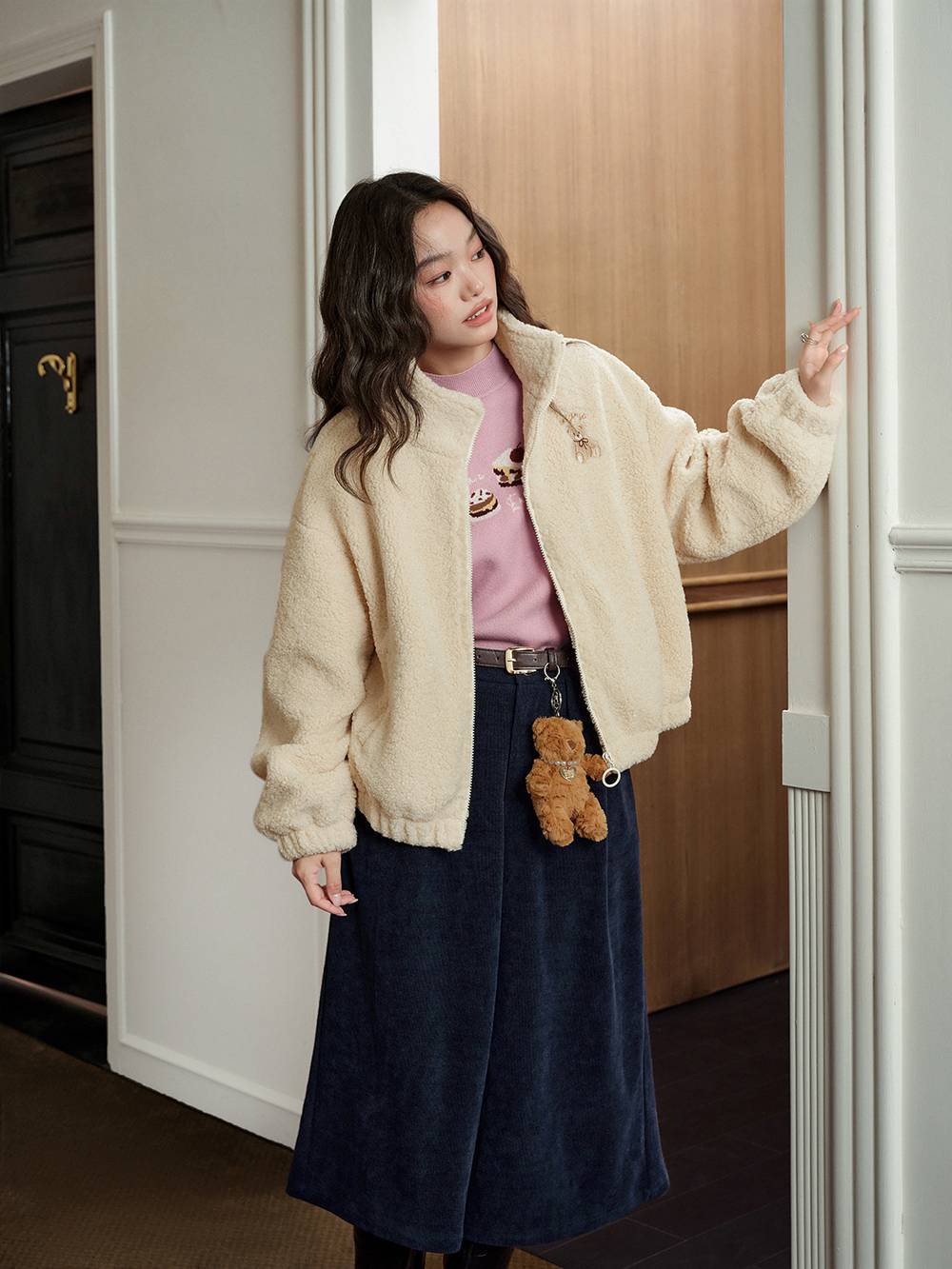 Mock Neck Long-Sleeve Knit Top