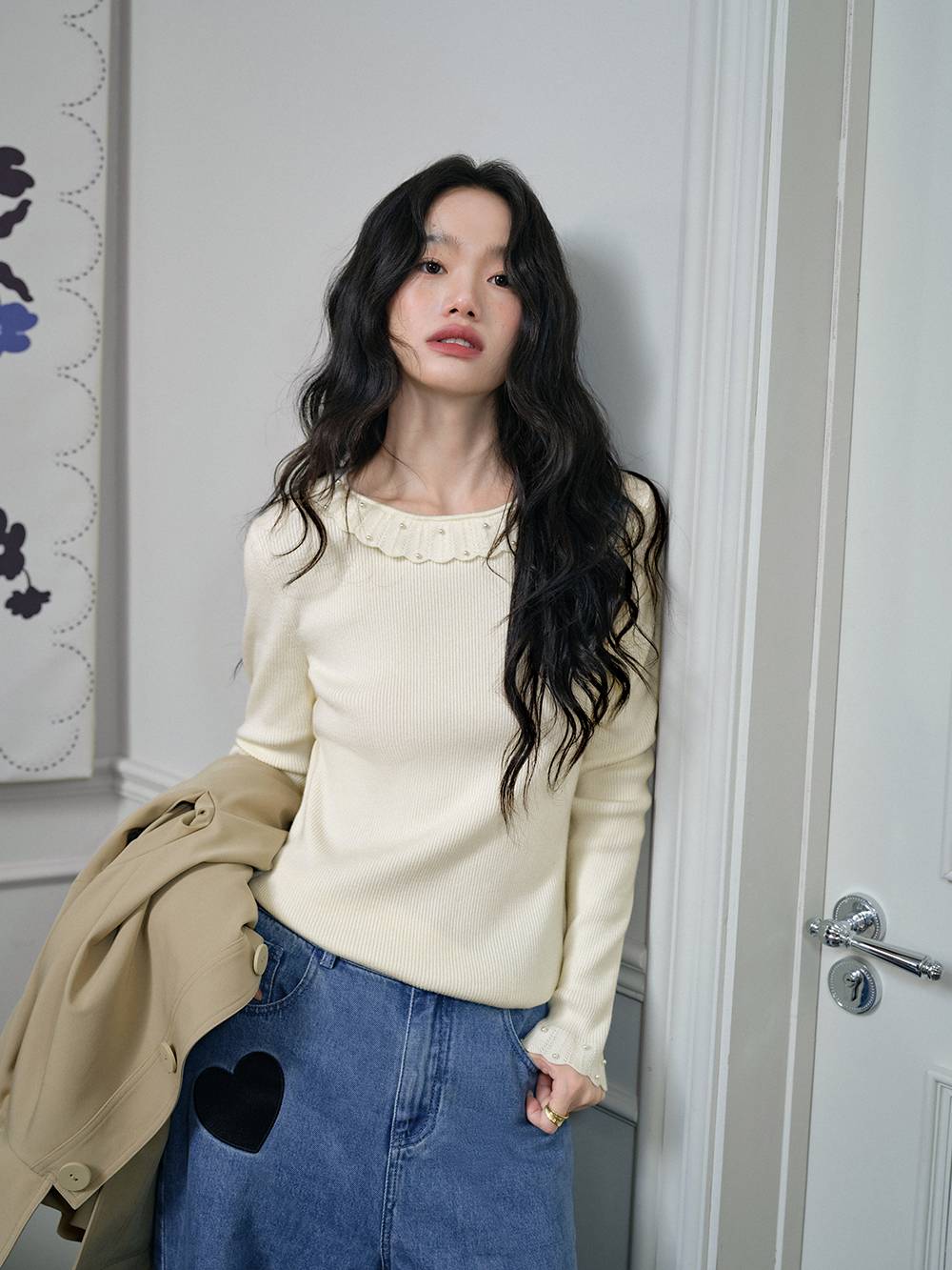 Pearl Embellished Knit Top