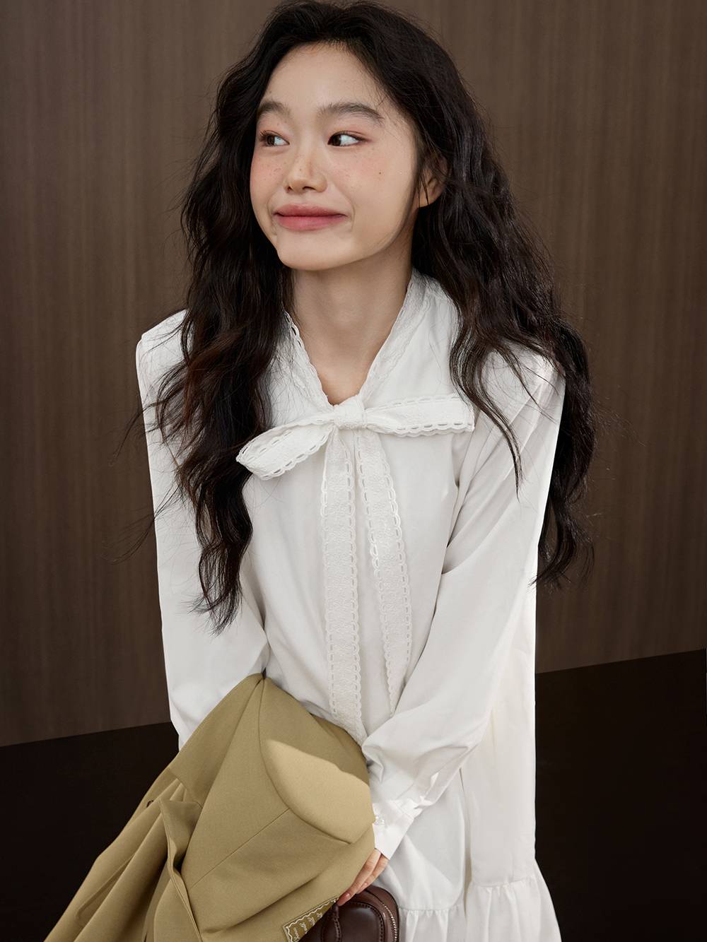 Ribbon Tie Neck Dress