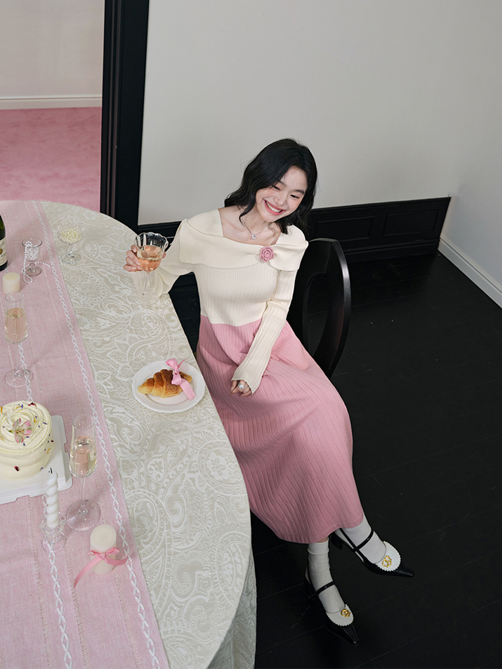 Two-Tone White-Pink Dress