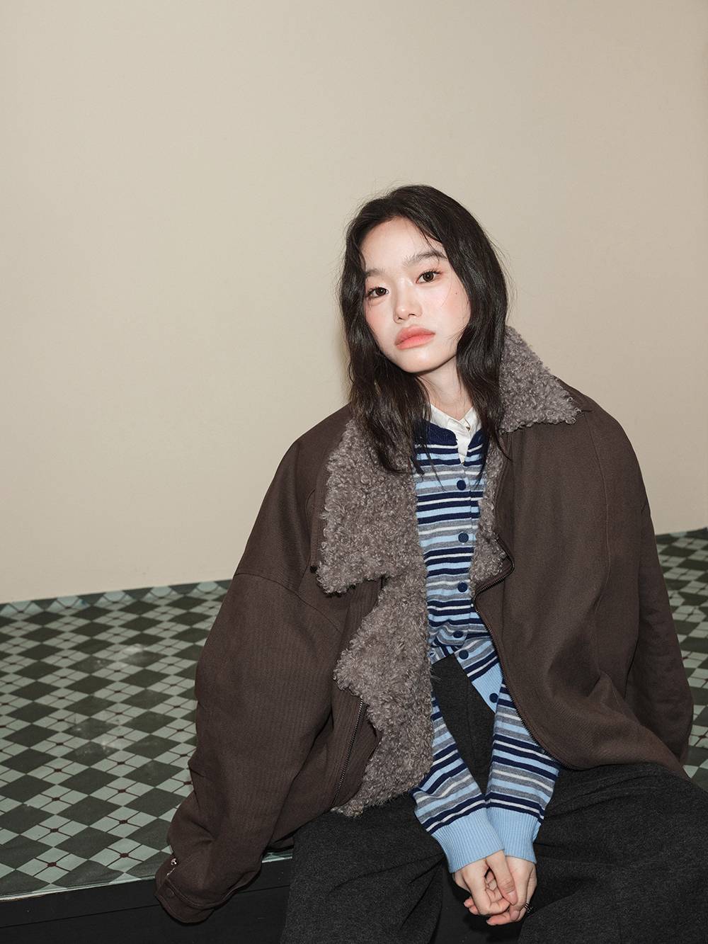 Faux Shearling Collar Jacket