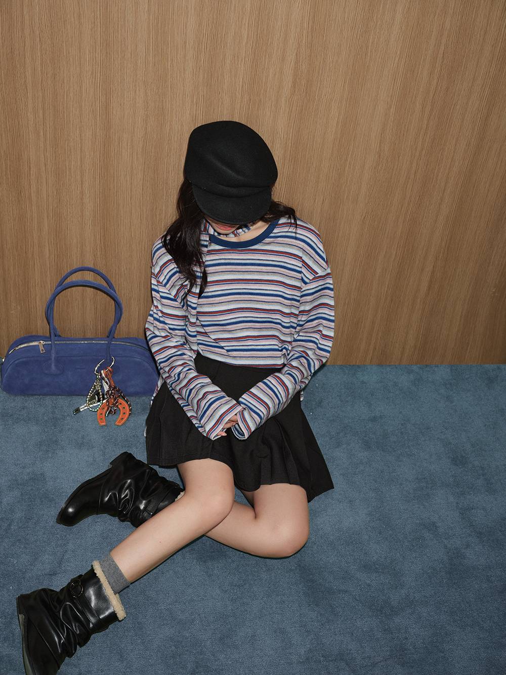 Three-Quarter Sleeve Sweater and Striped Top