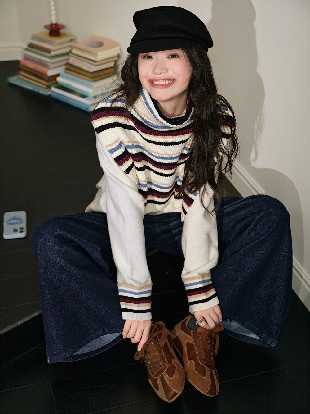 Striped Cape Sweater