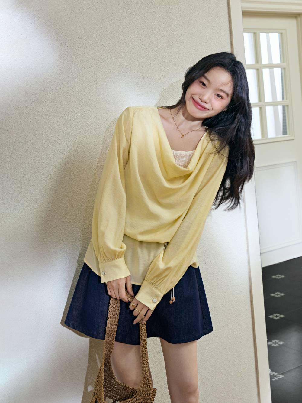 Cowl Neck Long-sleeve Top