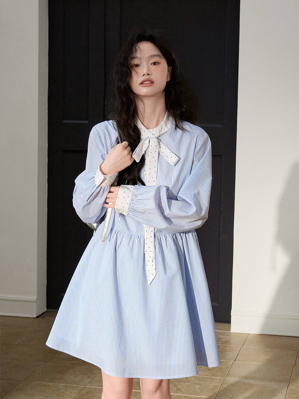 Blue Striped Shirt Dress