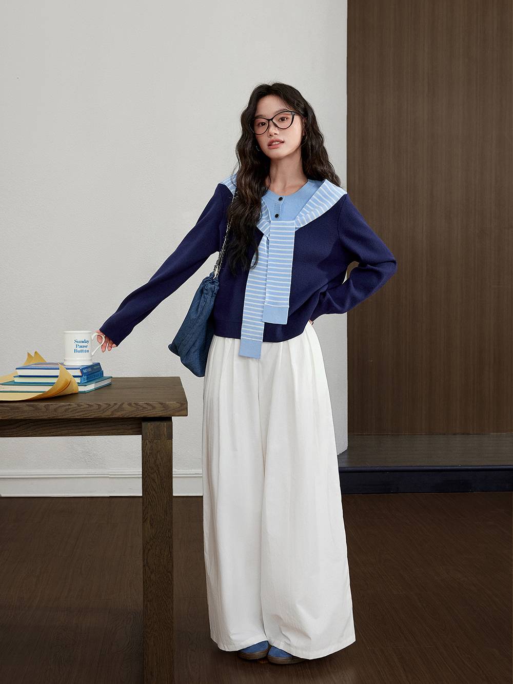 Layered Look Cardigan Sweater