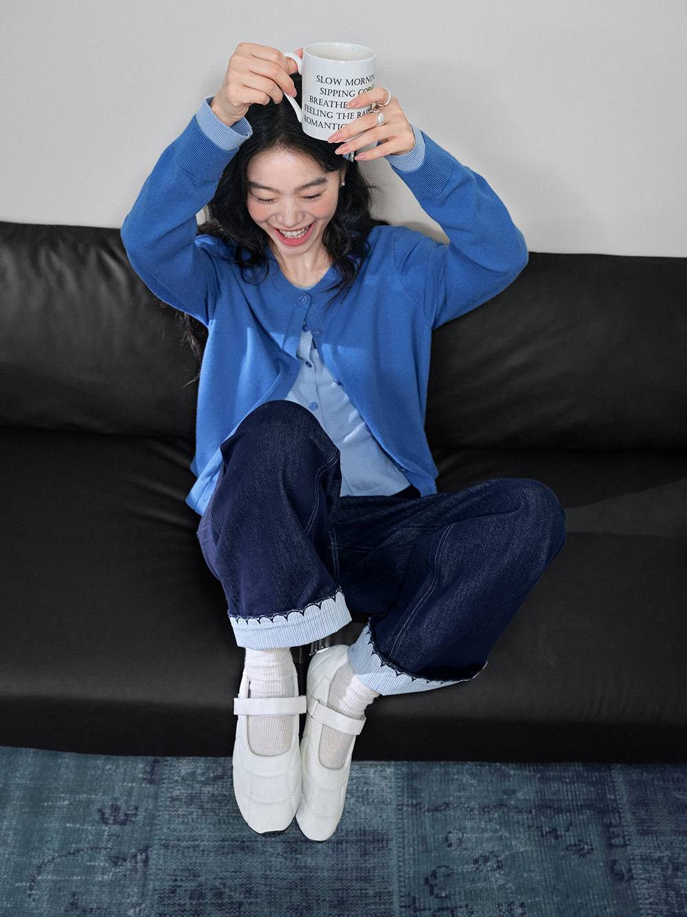 Folded Scallop Hem Jeans