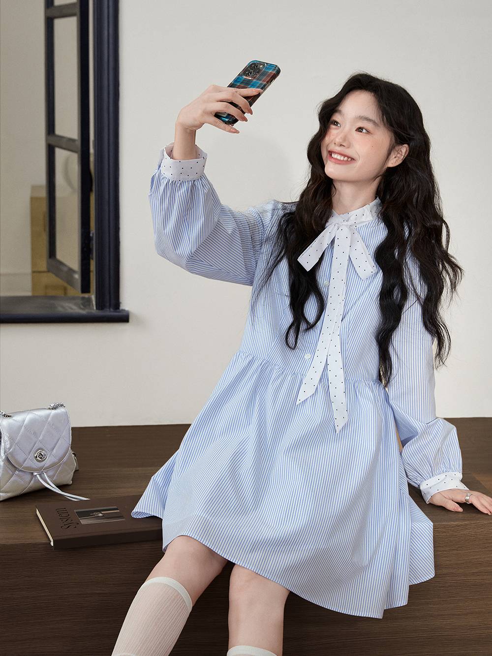 Blue Striped Shirt Dress