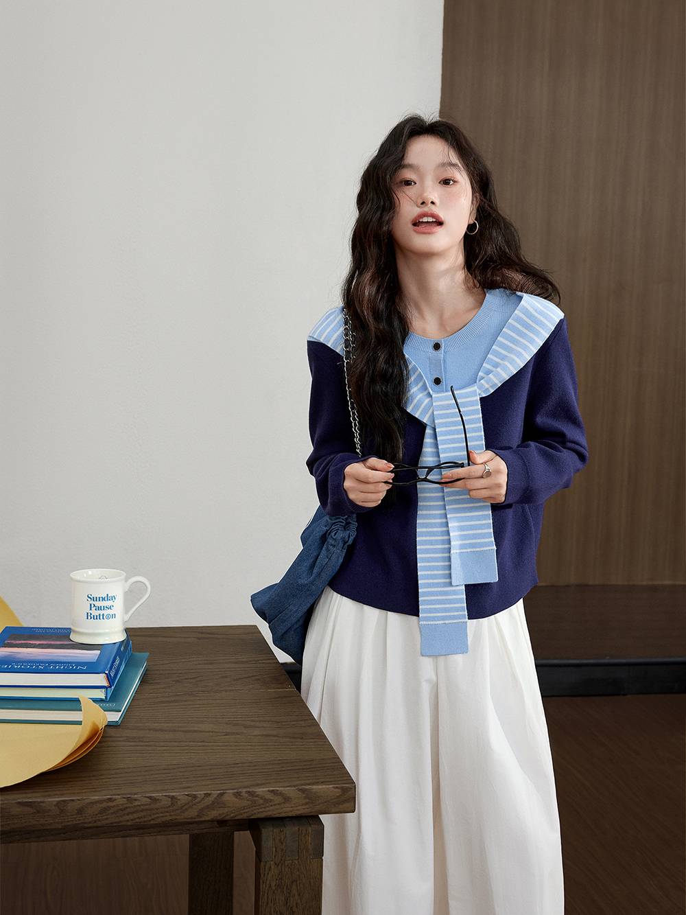 Layered Look Cardigan Sweater