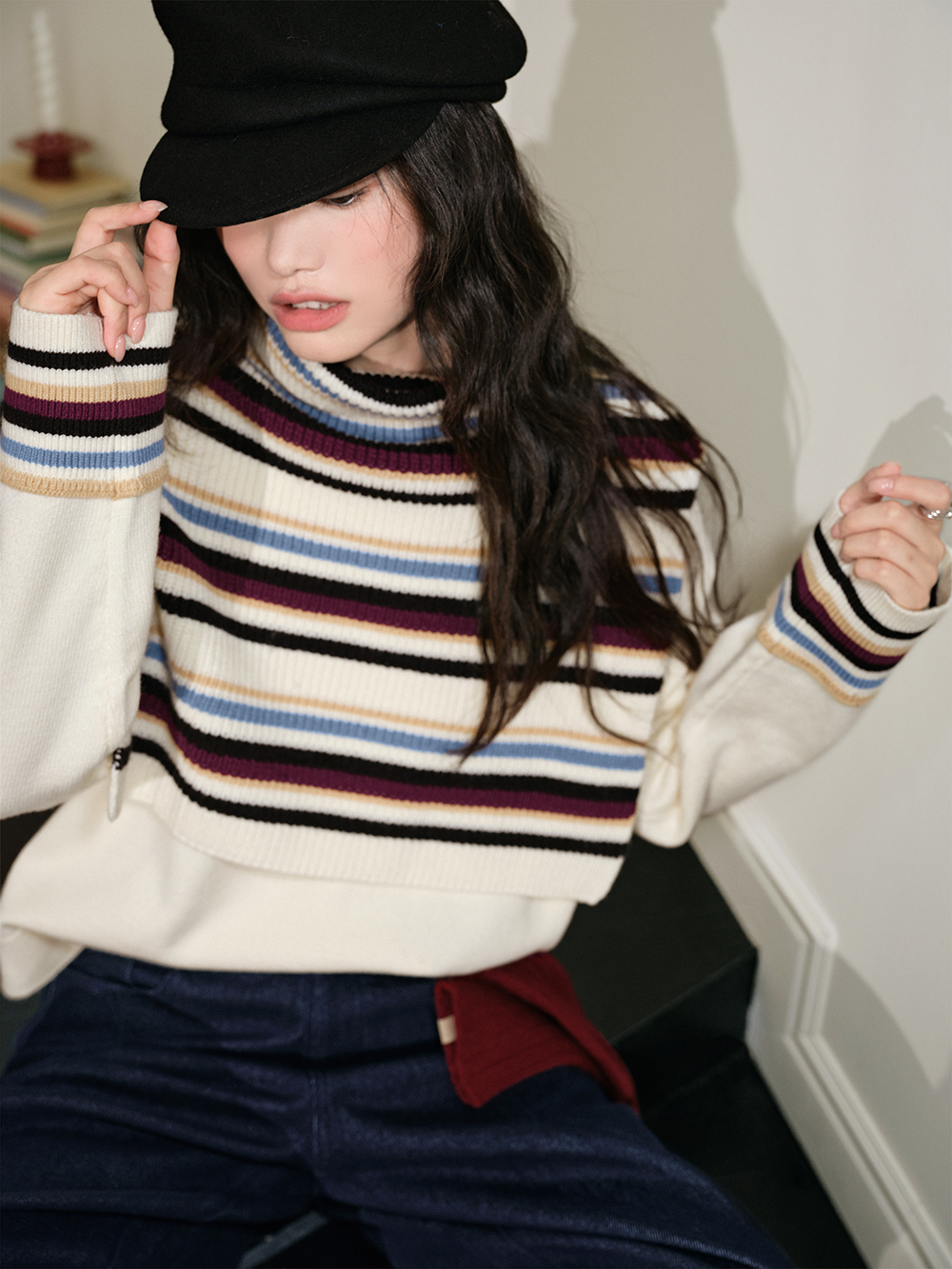 Striped Cape Sweater