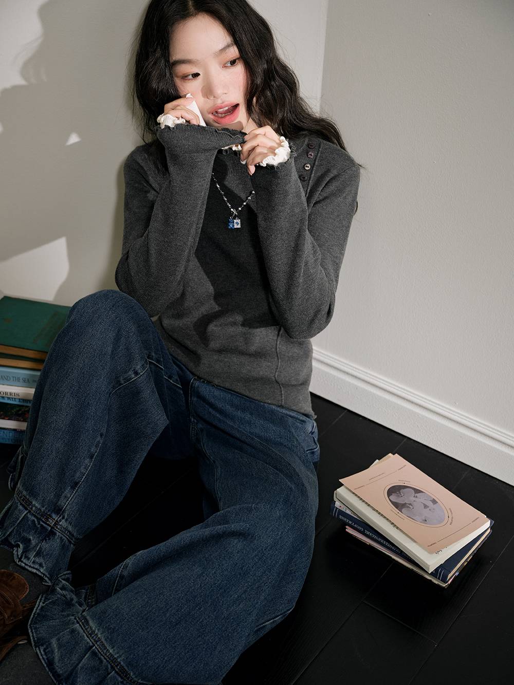 Mock Neck Long-Sleeve Top