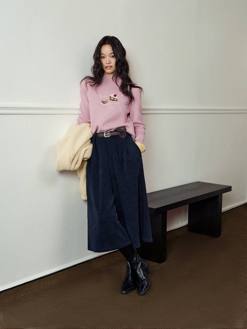 Mock Neck Long-Sleeve Knit Top