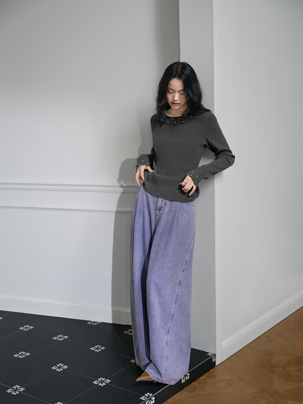 Pearl Embellished Knit Top