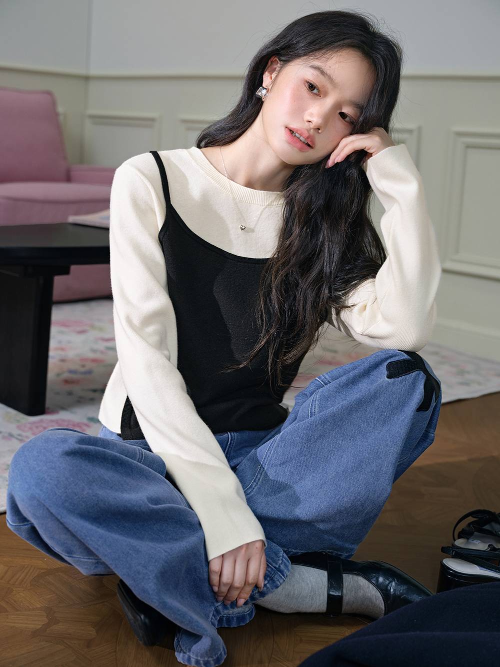 Layered Look Knit Top