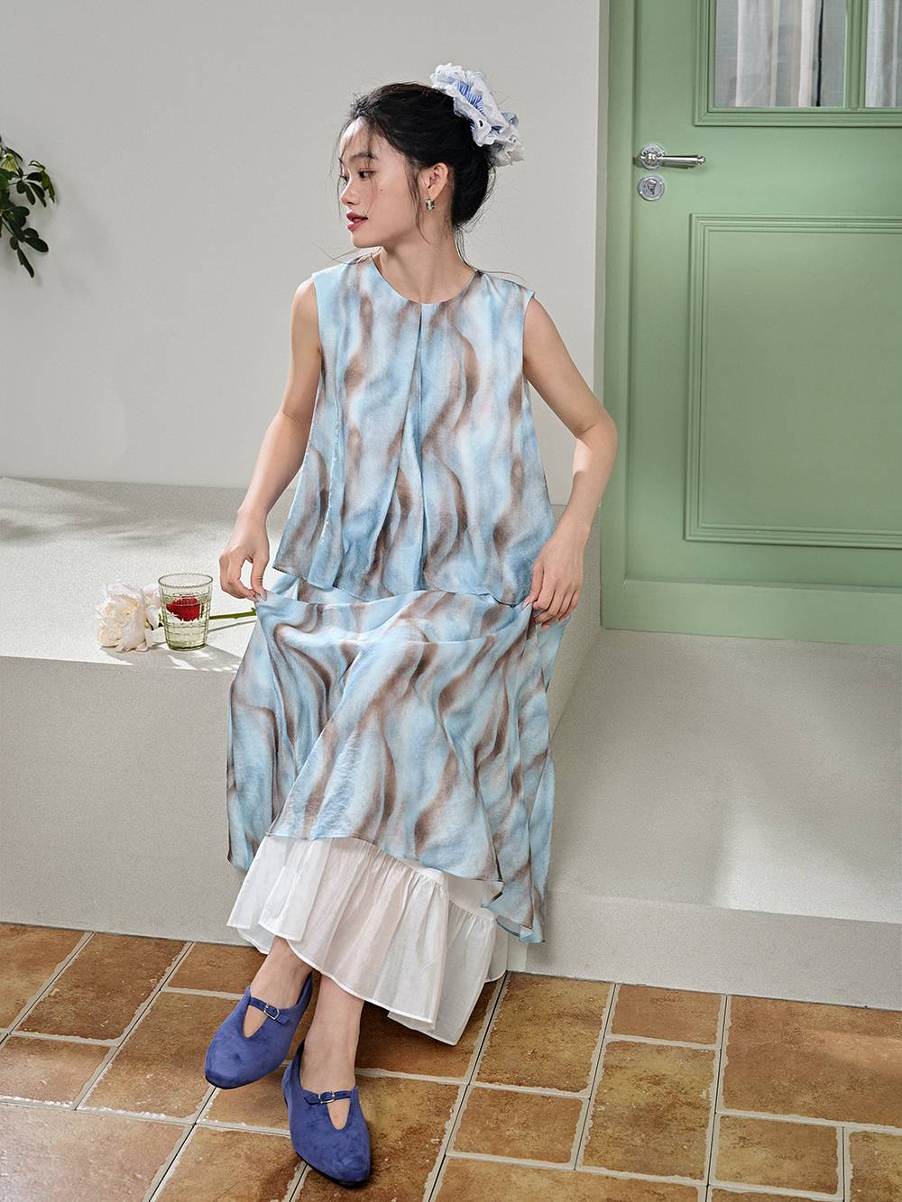 Blurred Stripe Layered Dress