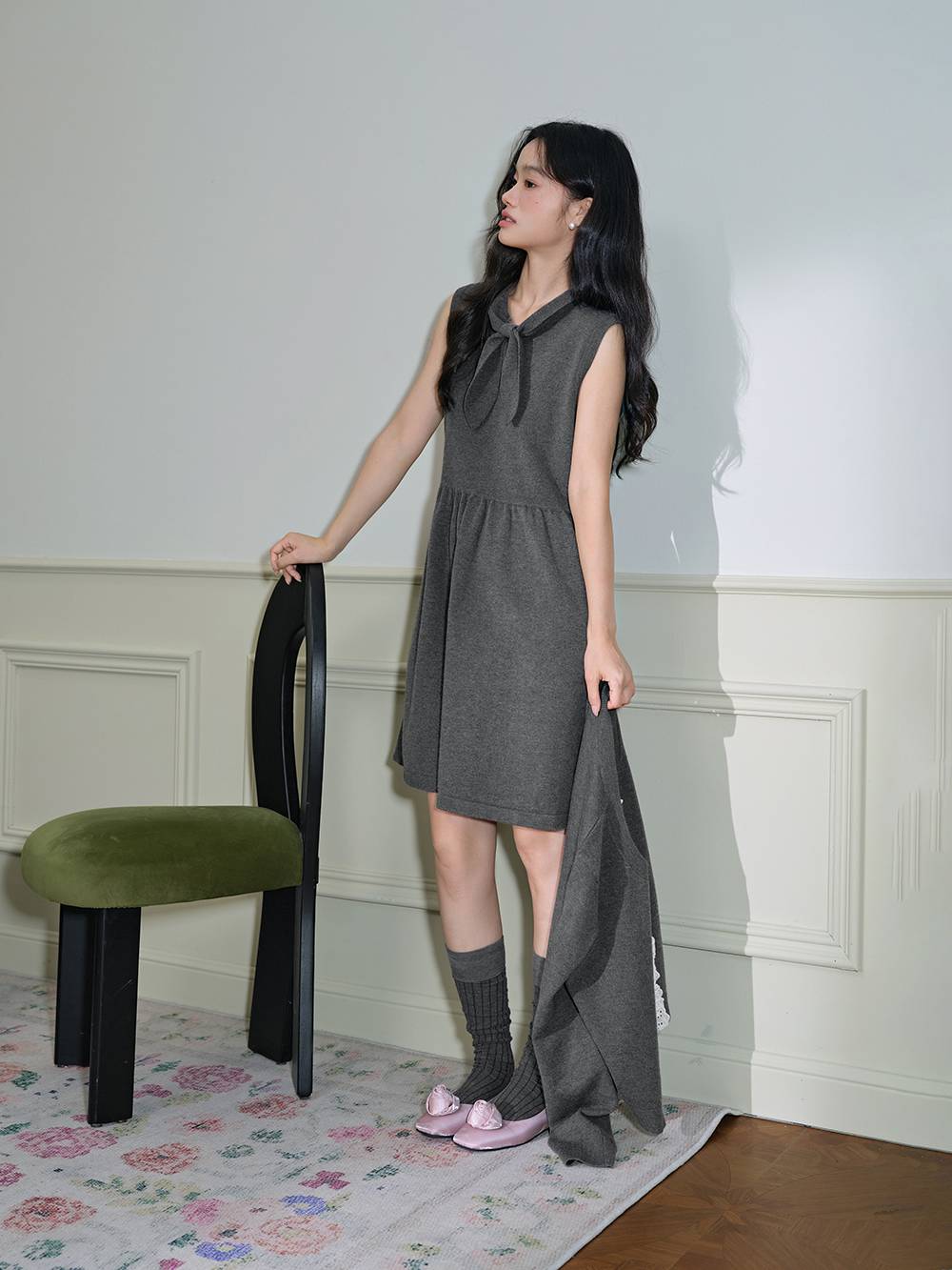 Grey Cardigan and Dress