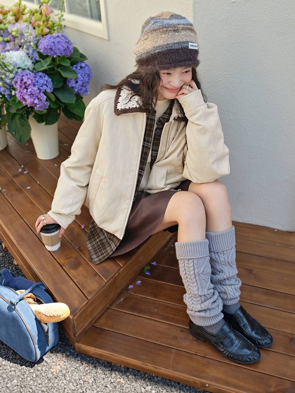 Knit Collar Zip-Up Jacket