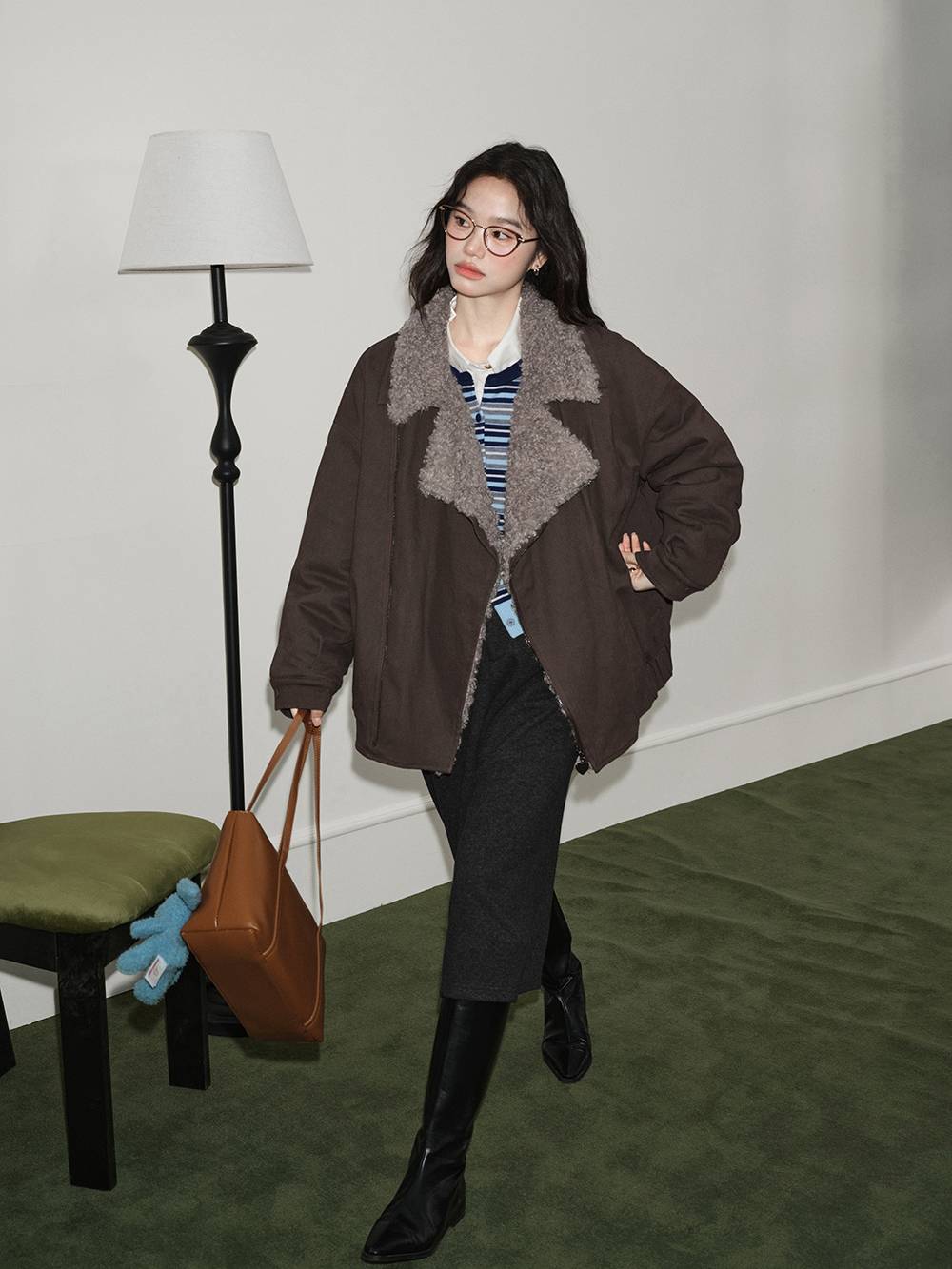 Faux Shearling Collar Jacket