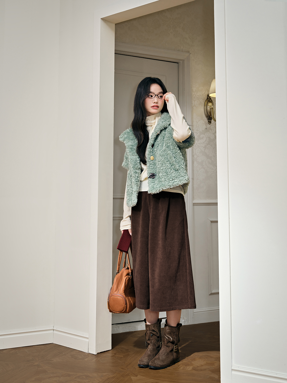 Faux Shearling Short-Sleeve Jacket