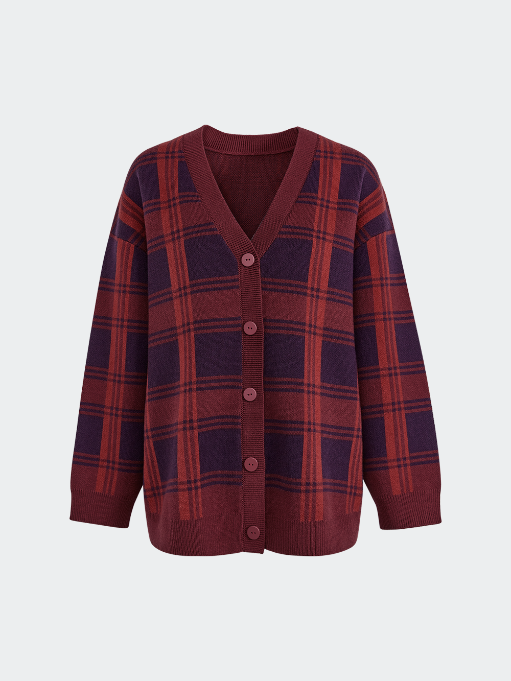 Red Plaid Cardigan Sweater