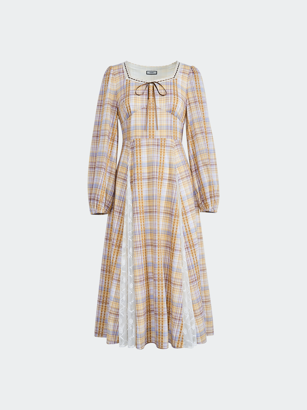 Plaid Square Neck Dress