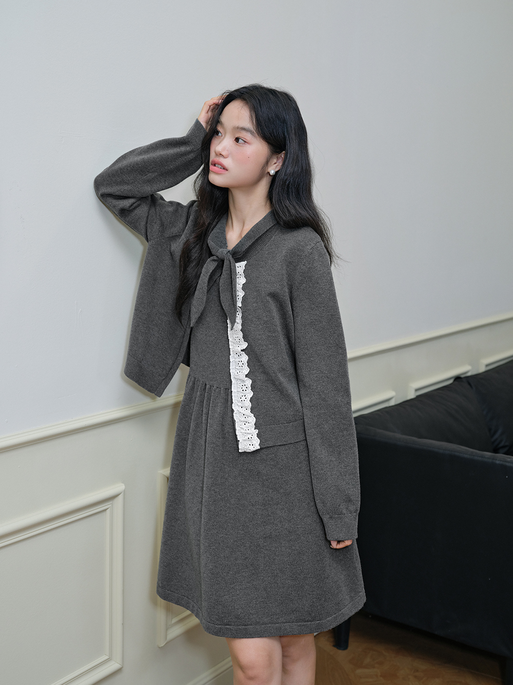 Grey Cardigan and Dress