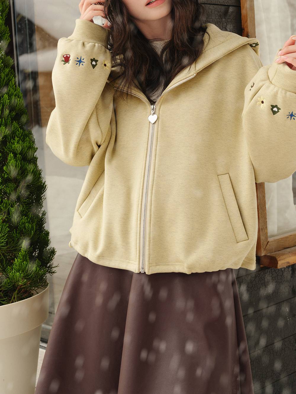 Embroidered Zip Up Hoodie