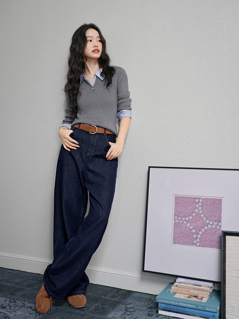 Folded Scallop Hem Jeans