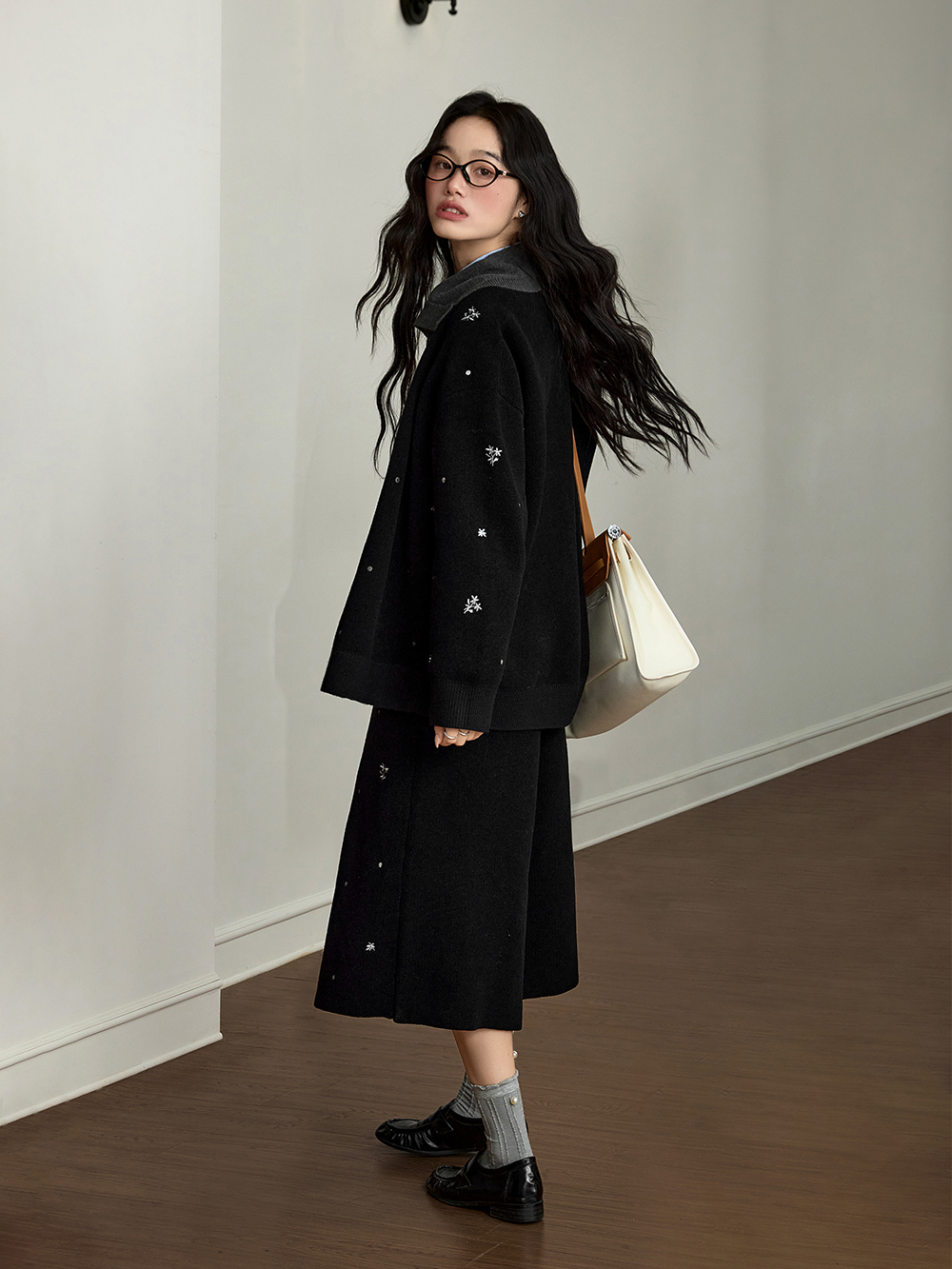 Embroidered Knit Cardigan and Pants