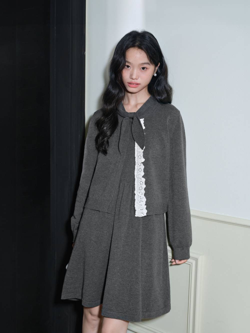 Grey Cardigan and Dress