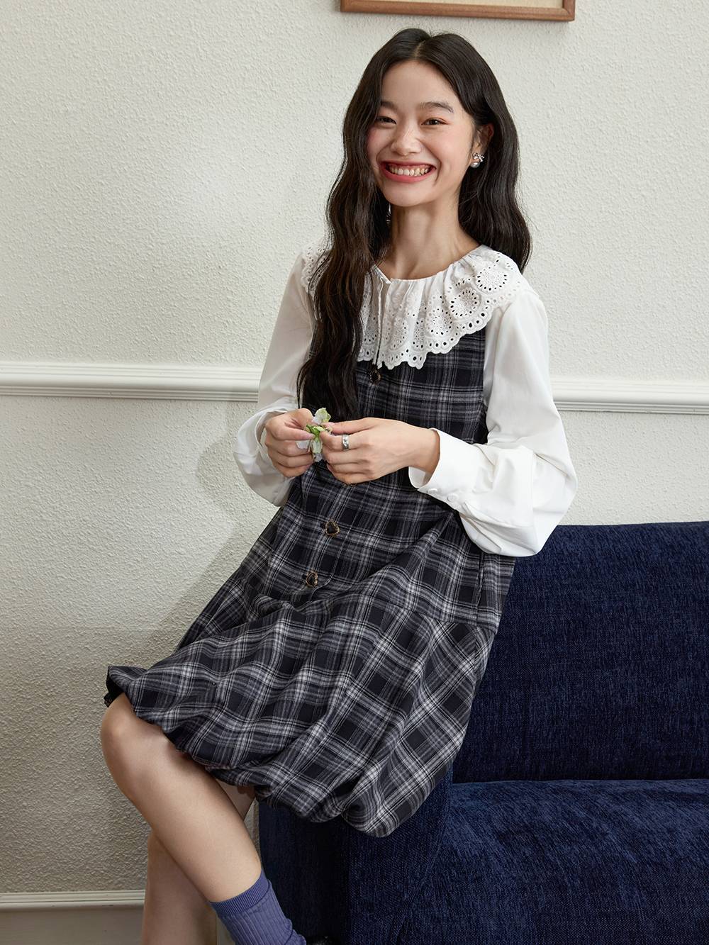 Plaid Bubble Hem Dress