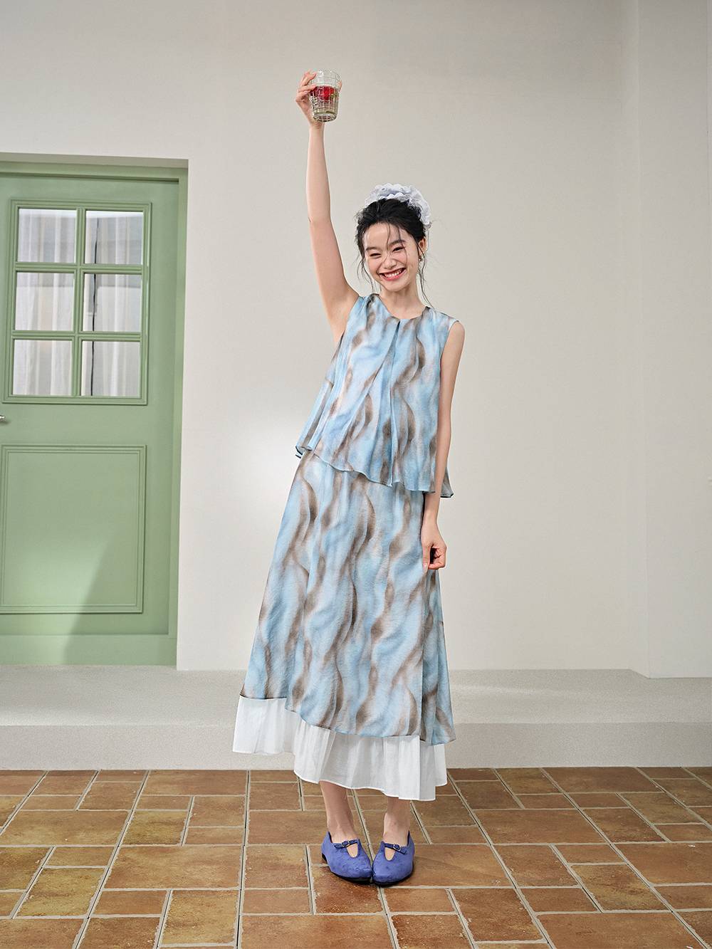 Blurred Stripe Layered Dress