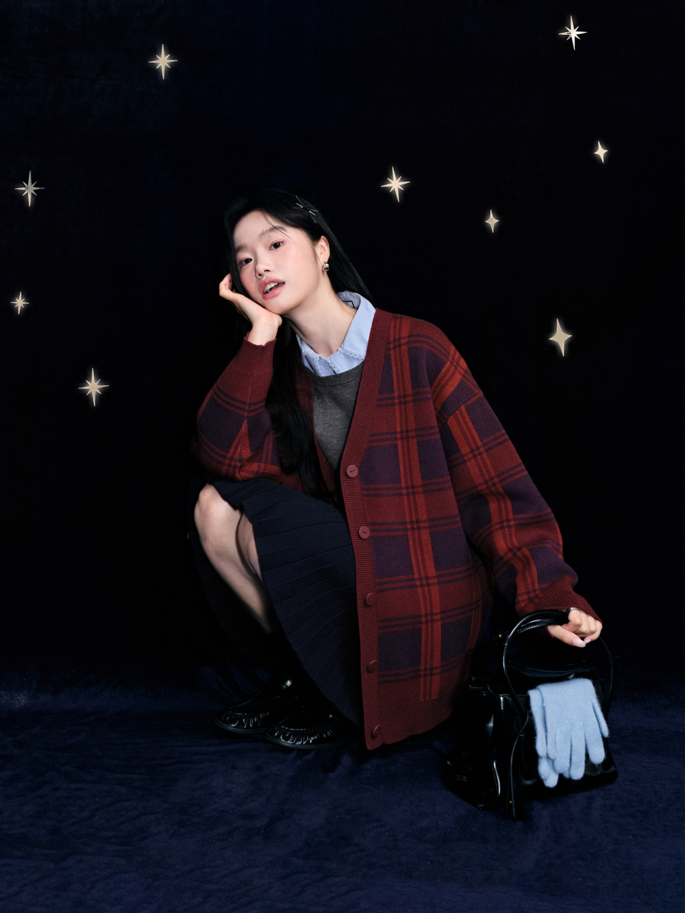 Red Plaid Cardigan Sweater