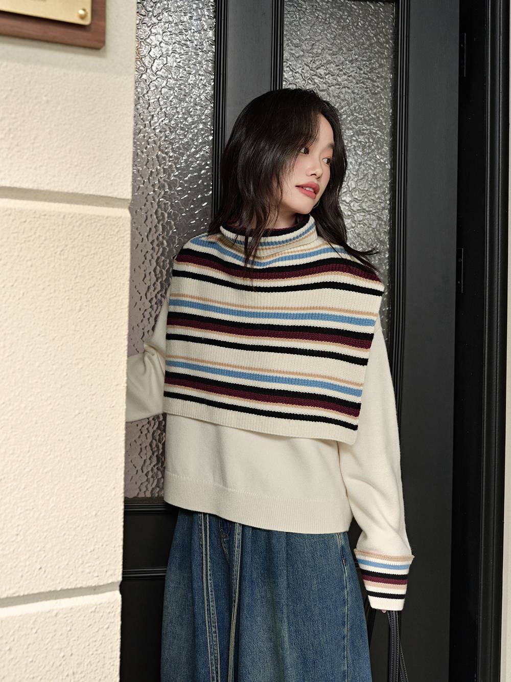 Striped Cape Sweater