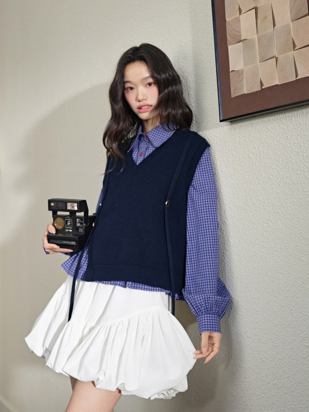 Vest and Ribbon Tie Dress