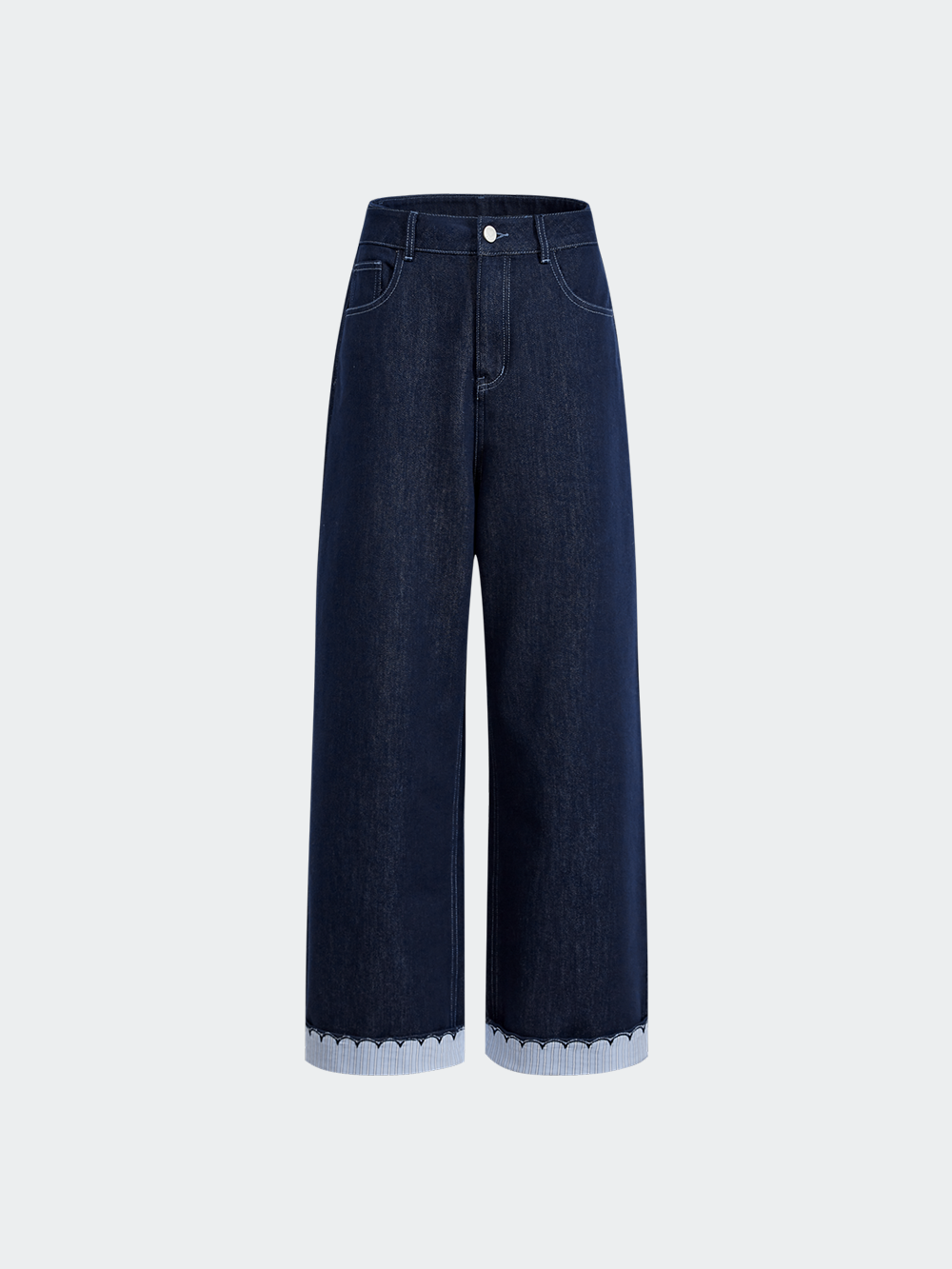 Folded Scallop Hem Jeans