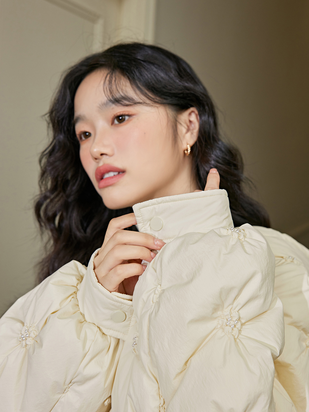 Hooded Bow Puffer Jacket