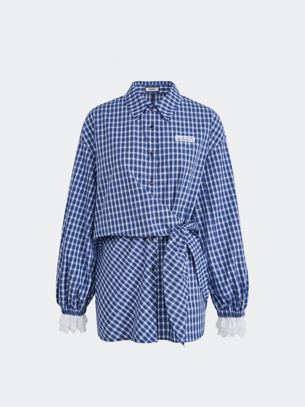 Plaid Tie Waist Blouse