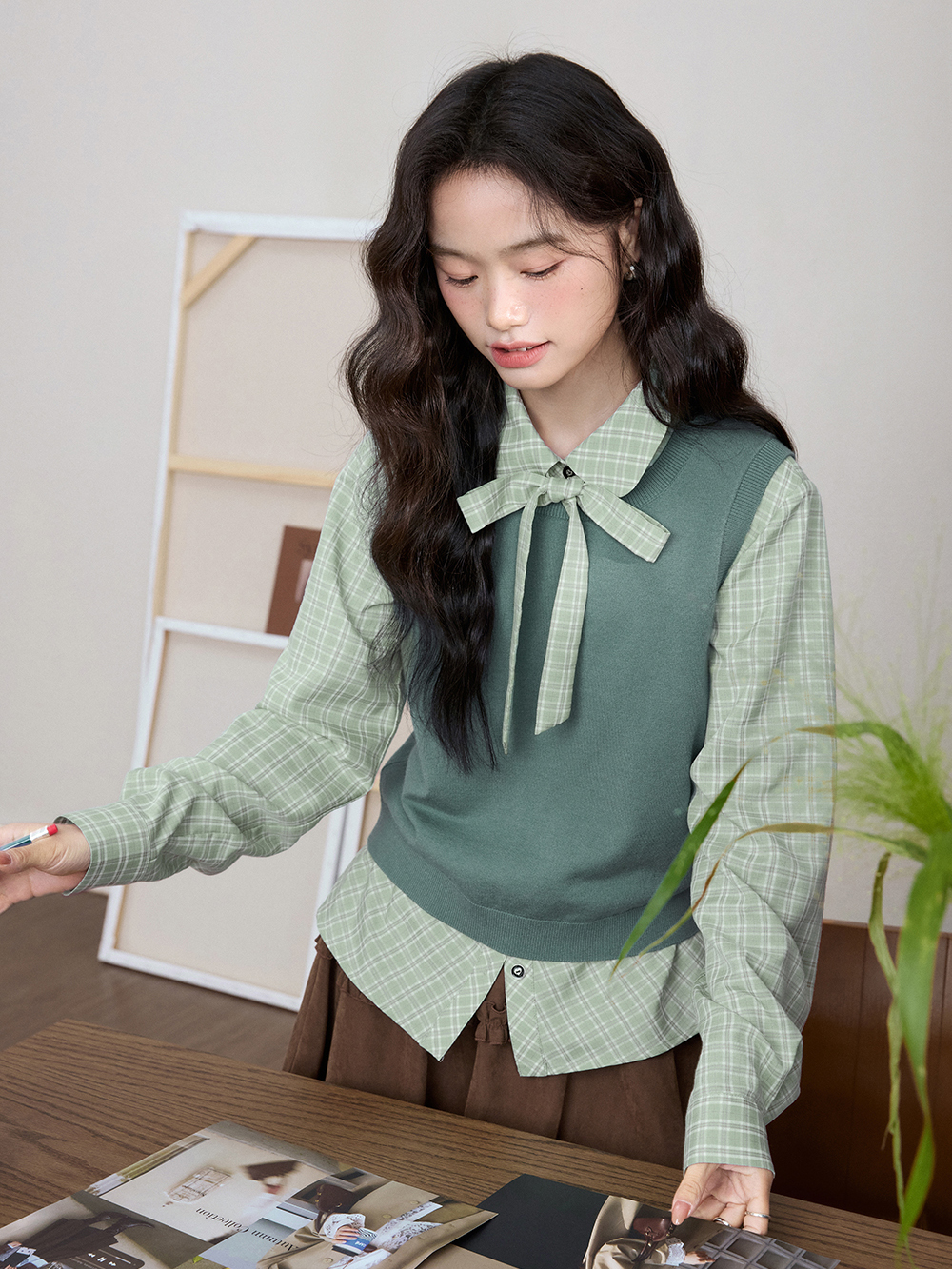 Cardigan Sweater and Knit Vest