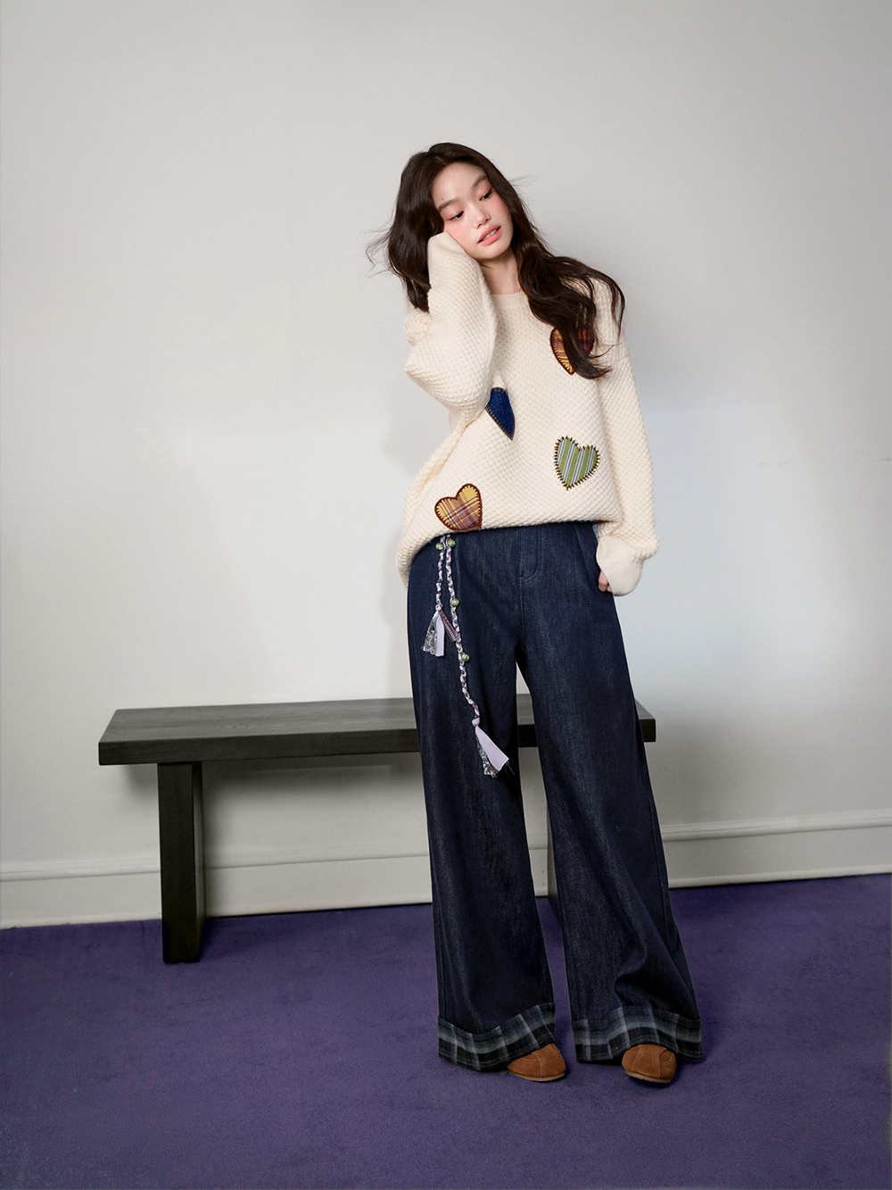 Heart-Shaped Embroidered Sweater