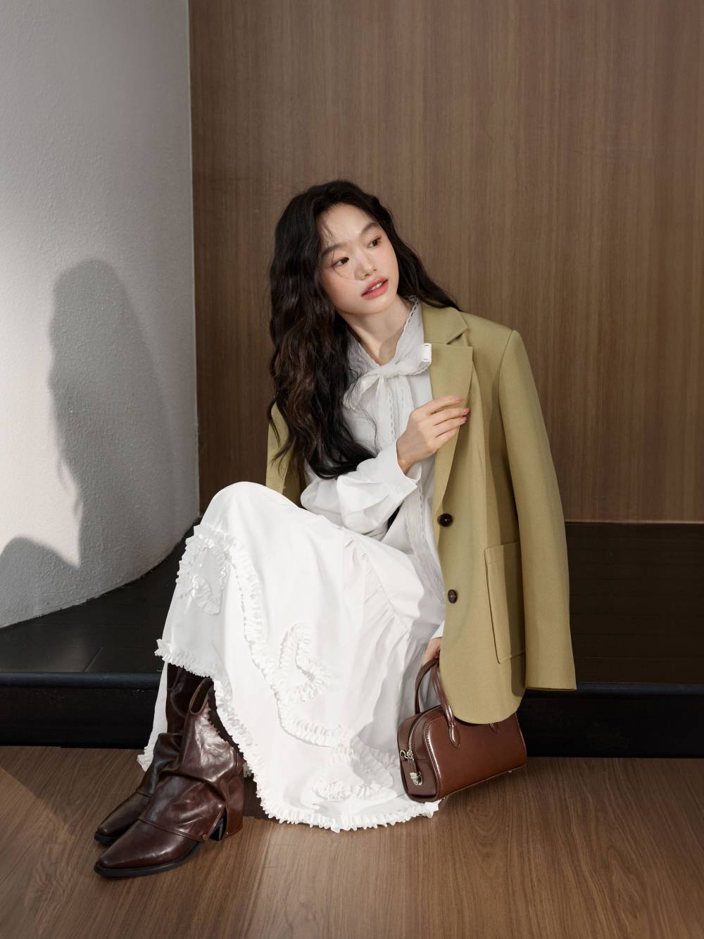 Ribbon Tie Neck Dress