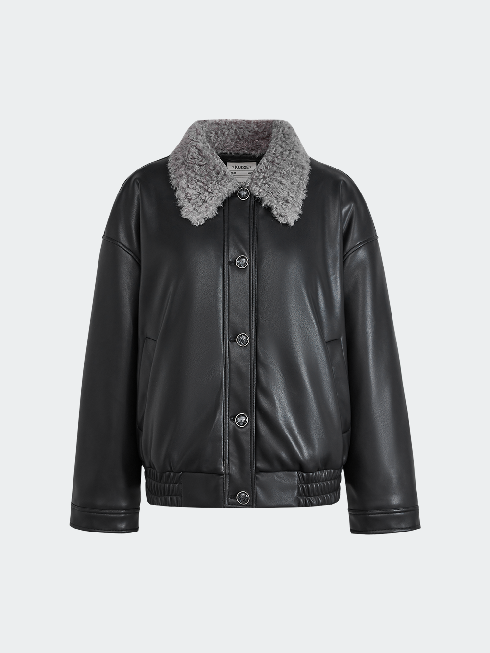 Furry Collar Faux Leather Jacket