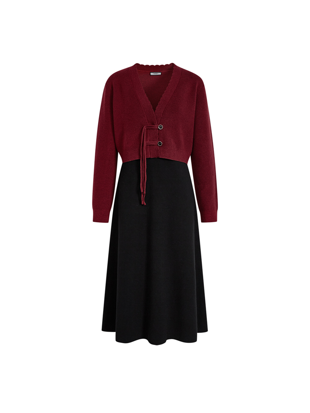 Red Cardigan and Black Dress