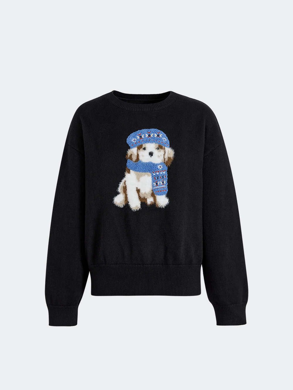 Fluffy Dog Embroidered Sweater