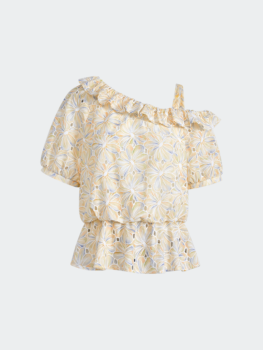 One Shoulder Floral Blouse