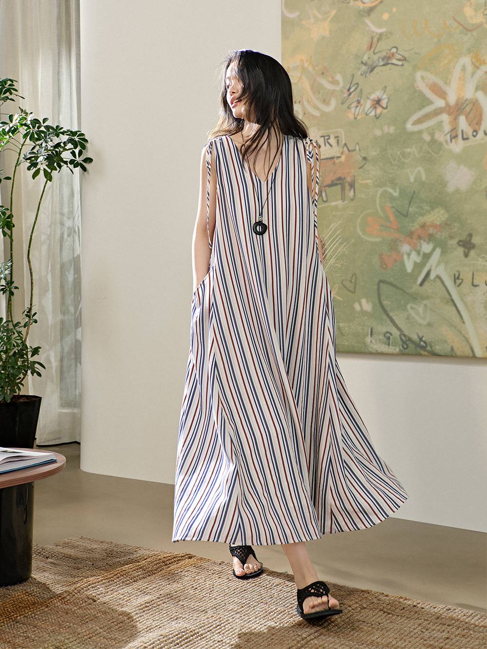 Belted Striped Dress